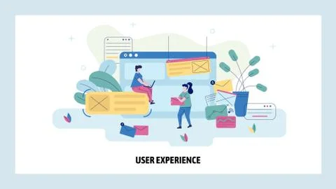 Team build website interface, app user experience. Web site wireframe and UX Stock Illustration