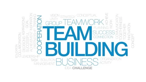 Team building animated word cloud, text design animation. Kinetic typography. Stock Footage