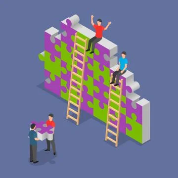 Team building background, isometric style 스톡 일러스트