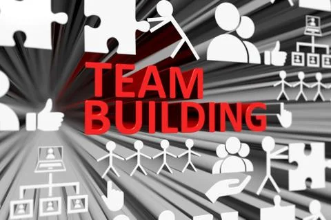 TEAM BUILDING concept blurred background 3d render illustration Ilustración de archivo