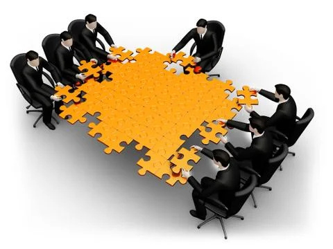 Team building a puzzle Stockillustratie