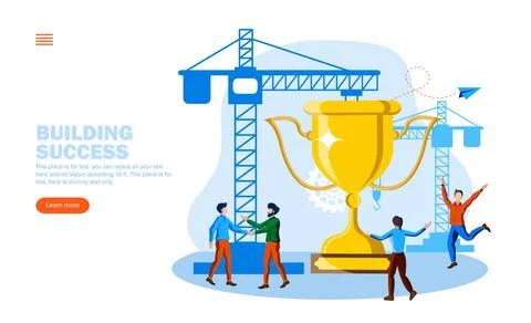 Team building success with trophy vector illustration concept Stock Illustration