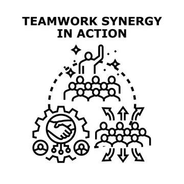 Team building synergy creating successful business collaboration Ilustración de archivo