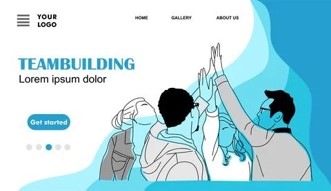 Team building, team work concept landing page. Stock Illustration