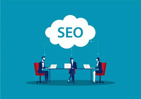 Team business search engine optimization Concept of SEO vector. Stock Illustration
