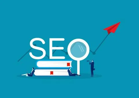 Team business select of keyword affects traffic. SEO weapons online marketing Stock Illustration