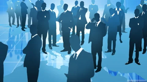 Team of businessman. Global communication. Stock Footage