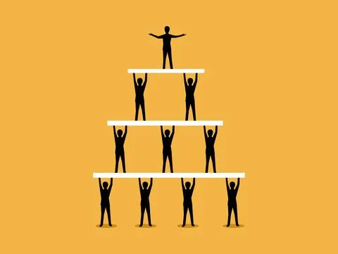 Team of businessmen in layers, a sequence of workers 스톡 일러스트