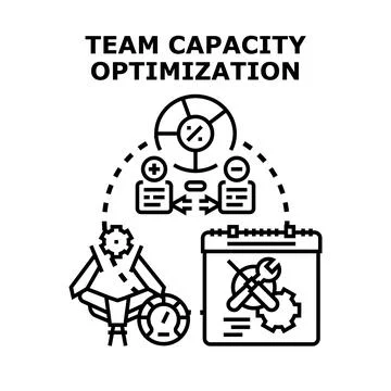 Team capacity optimization planning and management concept Ilustração Stock