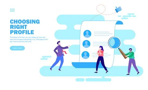 Team choosing right profile flat Stock Illustration
