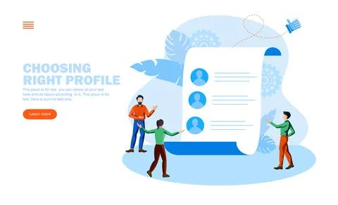 Team choosing right profile vector illustration concept Illustrazione stock