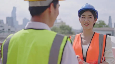 Team of civil engineers is working to inspect the building. and environment. Stock Footage 236845479