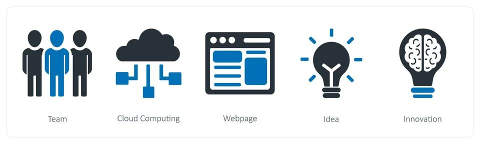 Team, cloud computing, webpage Illustrazione stock
