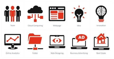 Team, cloud computing, webpage Stock Illustration