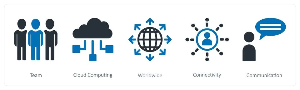Team, cloud computing, worldwide Stock Illustration