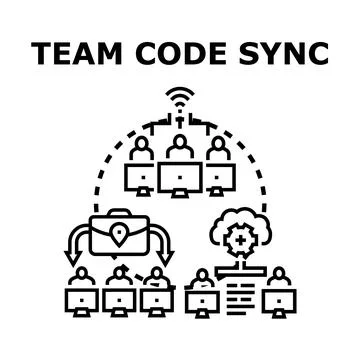 Team code sync for collaborative software development 库存插图
