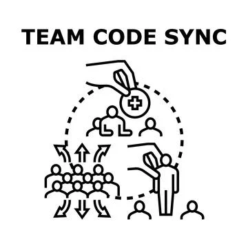 Team code sync process developing collaboration and unity イラスト素材