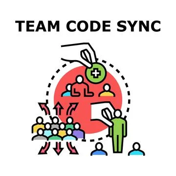 Team code sync process developing collaboration and unity Stock-Illustration