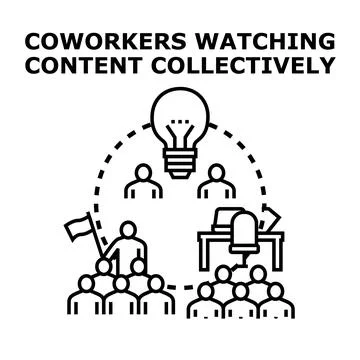 Team collaborating and developing ideas collectively Illustrazione stock
