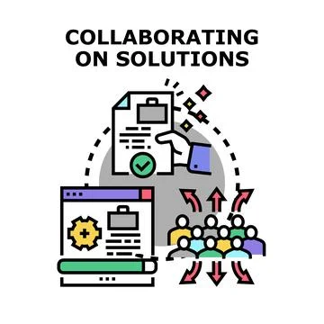 Team collaborating on business solutions and problem solving 스톡 일러스트