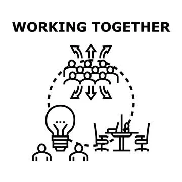 Team collaborating on creative idea for project management Stock Illustration