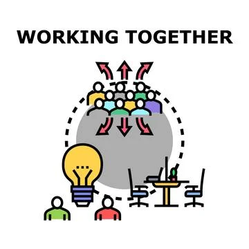 Team collaborating on creative idea for project management Stock Illustration