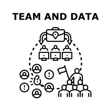Team collaborating on data analysis and business strategy Stock Illustration