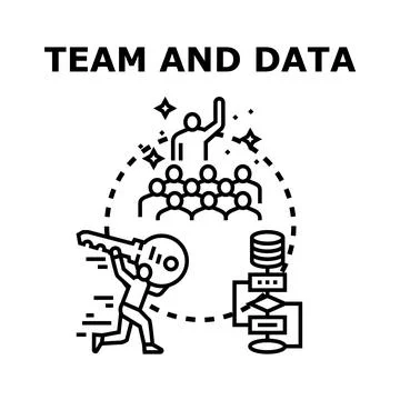 Team collaborating on data strategy and business solution Illustration