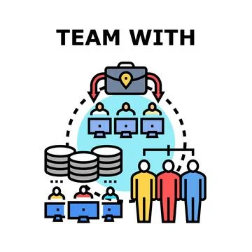 Team collaborating in global business network management Stock Illustration