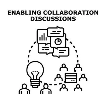 Team collaborating on ideas and business discussions Illustrazione stock