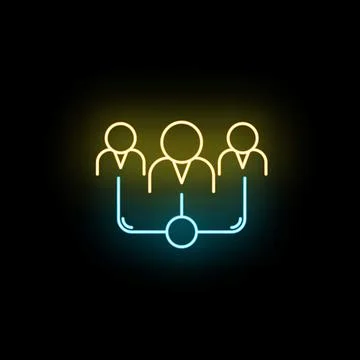 Team collaborating in neon outline network icon イラスト素材
