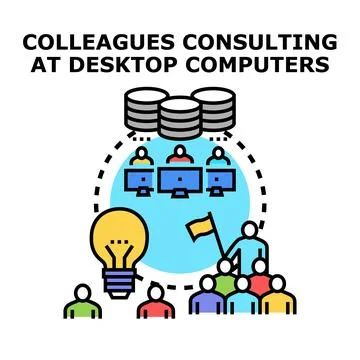 Team collaborating on shared data and ideas Stock Illustration