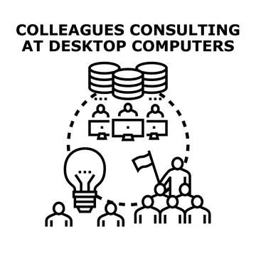 Team collaborating on shared data and ideas Stock Illustration