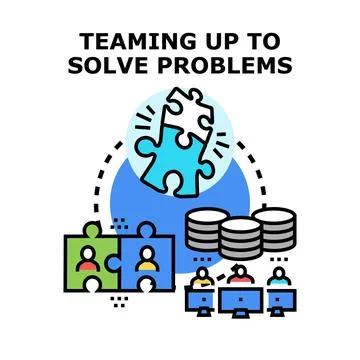 Team collaborating to solve problems and achieve solutions 스톡 일러스트