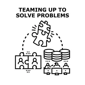 Team collaborating to solve problems and achieve solutions Stock Illustration