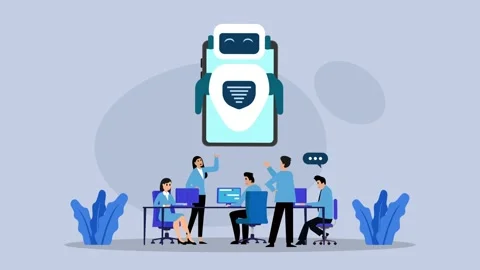Team Collaboration with AI Chatbot Assistance - Business and Technology car.. Stock Footage 302533360