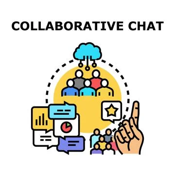 Team collaboration and communication in a brainstorming chat Stock-Illustration