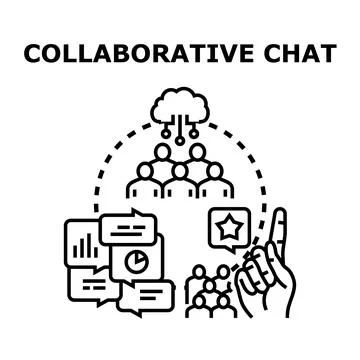 Team collaboration and communication in a brainstorming chat Stock Illustration