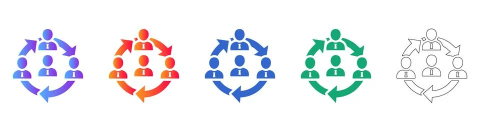 Team Collaboration and Cyclic Process Icons Stock Illustration