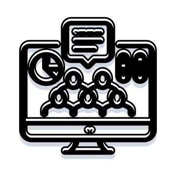 Team collaboration and digital communication on computer monitor イラスト素材