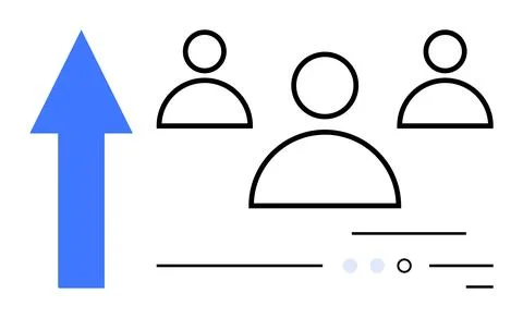 Team Collaboration and Growth Represented by Increasing Arrow and Group Icons Stock Illustration
