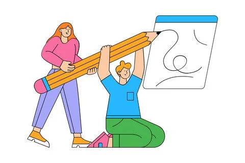 Team Collaboration and Joint Project Work Illustration Stock-Illustration