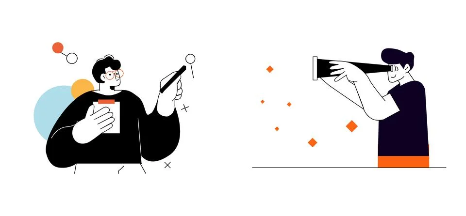 Team collaboration and long term vision graphic, Project checklist management Stock Illustration