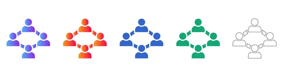 Team Collaboration and Network Connection Icons Stock Illustration