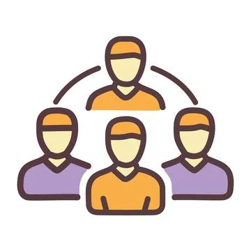 Team collaboration and network icon illustration. Colorful icon illustratio.. Illustrazione stock