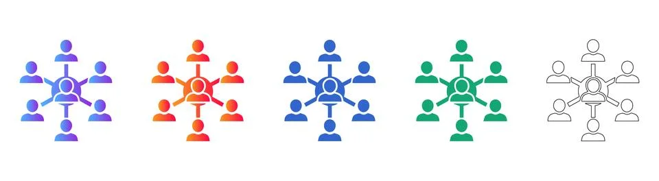 Team Collaboration and Network Icon Set イラスト素材