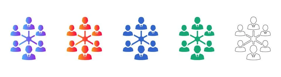 Team Collaboration and Network Icon Set 스톡 일러스트