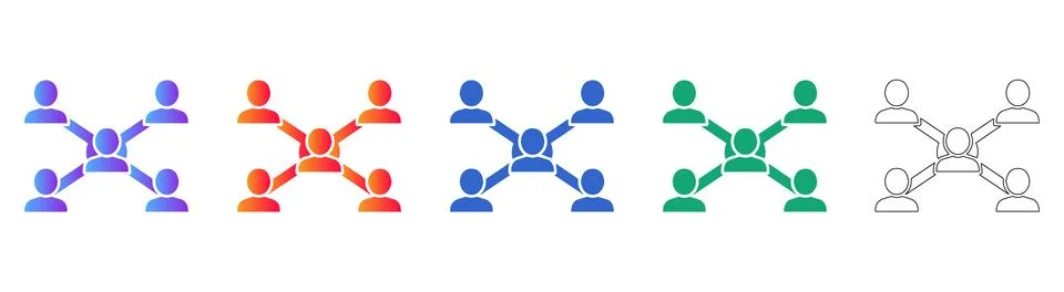 Team Collaboration and Network Structure Icons for Business Illustrazione stock
