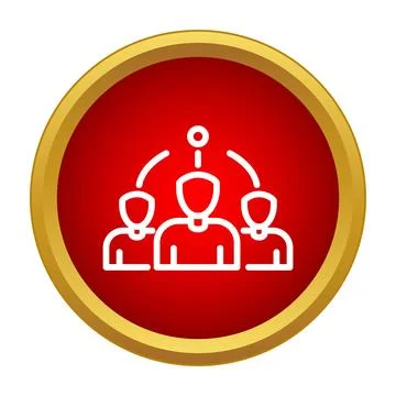 Team collaboration and networking icon on red background Stock Illustration