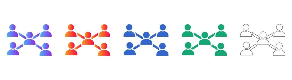 Team Collaboration and Networking Icon Set Stock Illustration